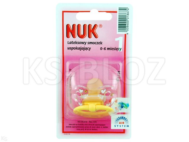 Smocz.NUK FUN 725410 (0-6m) czerw.lateks. interakcje ulotka smoczek - 1 szt.