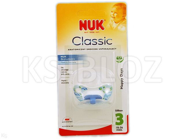 Smocz.NUK HAPPY DAYS silik.uspok. (18-36m) 739995 samochody interakcje ulotka smoczek - 1 szt.