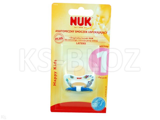 Smocz.NUK HAPPY KIDS 725389 (0-6m) czerw.lateks. interakcje ulotka smoczek - 2 szt.