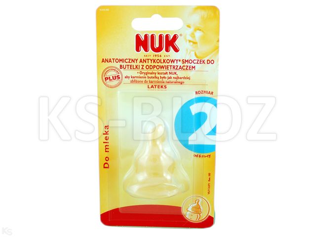 Smocz.NUK n/but.d/mleka 713071, 2(pow.6m) latek.z odpow. interakcje ulotka smoczek - 1 szt.