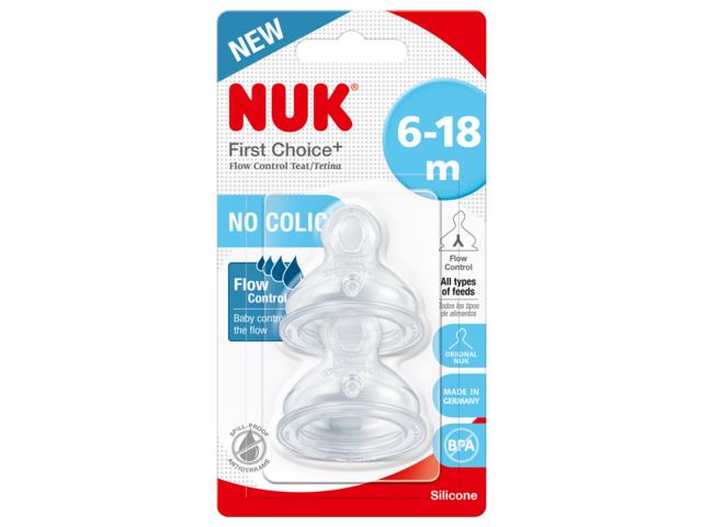 Smocz. NUK na but. First Choice+ 6-18m Flow Control silikon NR 721.329 interakcje ulotka smoczek - 2 szt.