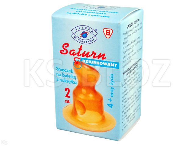 Smocz. SATURN na but. z nakrętką dziurk.kartonik interakcje ulotka smoczek - 2 szt.