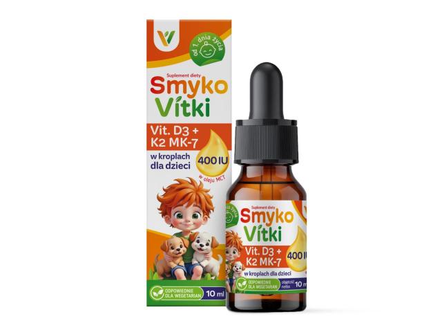 SmykoVitki Vit. D3 + K2 MK-7 w kroplach dla dzieci interakcje ulotka krople doustne - 10 ml