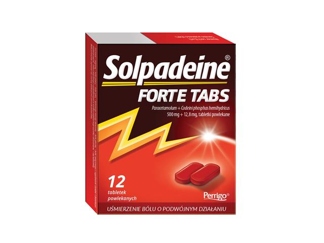 Solpadeine Forte Tabs interakcje ulotka tabletki powlekane 500mg+12,8mg 12 tabl.