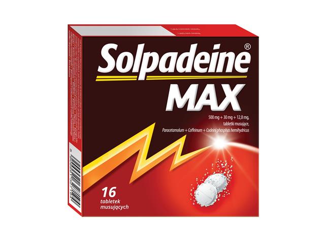 Solpadeine Max interakcje ulotka tabletki musujące 500mg+30mg+12,8mg 16 tabl.
