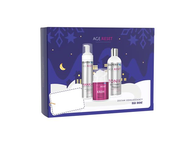 SOLVERX AGE.RESET Zestaw odmładzający na noc Pianka d/mycia tw.+Tonik odbud.mikrobiom+Krem-maska interakcje ulotka zestaw - 200 ml (+ 200 ml + 50 ml)