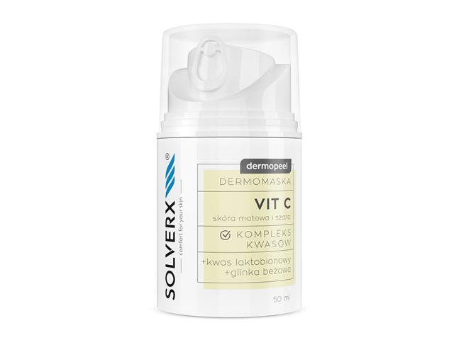 Solverx Comfort For Your Skin Dermopeel Vit C Dermo-maska skóra matowa i szara kompleks kwasów interakcje ulotka   50 ml