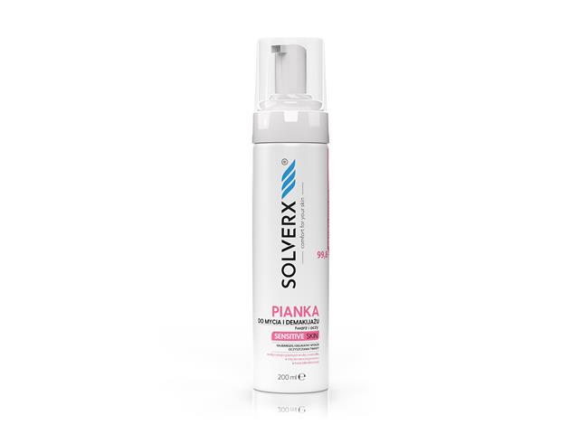 SOLVERX Pianka do mycia twarzy i demakijażu skóra wrażliwa i naczynkowa interakcje ulotka   200 ml