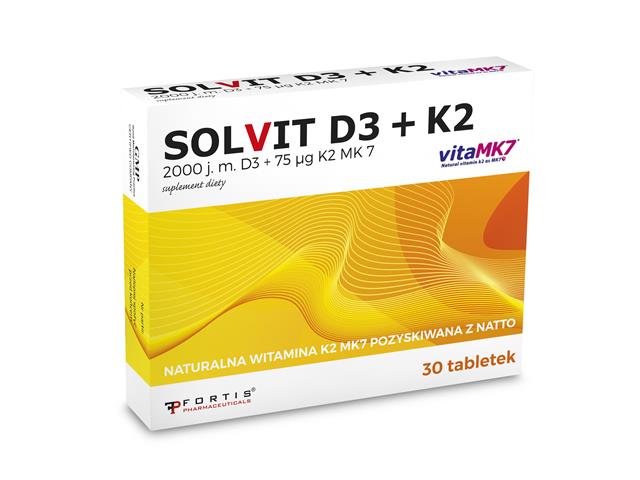 Solvit D3 + K2 interakcje ulotka tabletki - 30 tabl.