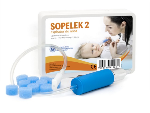 Sopelek 2 Aspirator do nosa aparat + 10 jednorazowych filtrów interakcje ulotka aspirator  1 op.