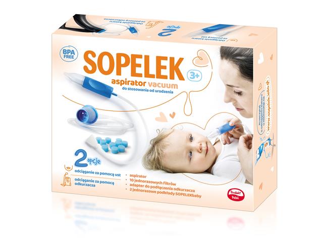 Sopelek 3+ Aspirator do nosa aparat + 10 jednorazowych filtrów interakcje ulotka aspirator  1 szt.