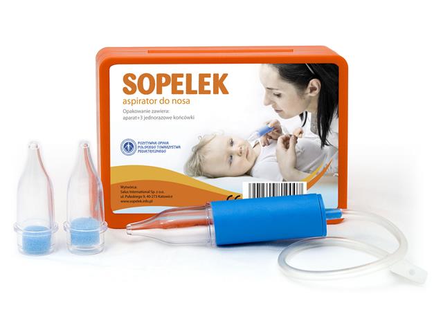 Sopelek Aspirator do nosa + 3 jednorazowe końcówki interakcje ulotka aspirator  1 op.