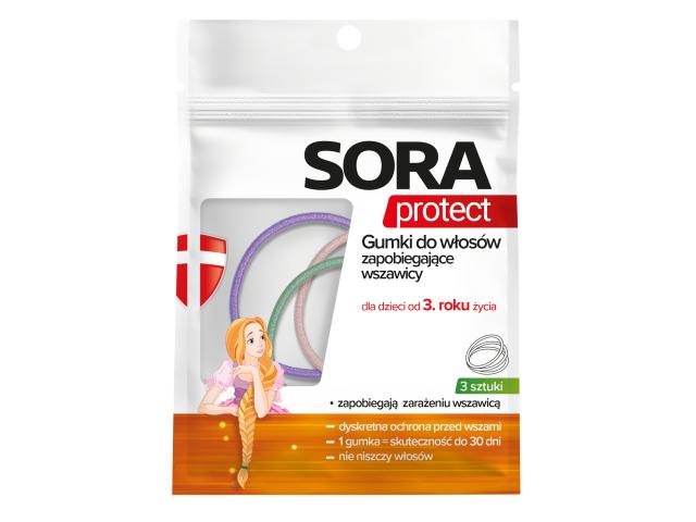Sora Protect Gumki przeciw wszawicy od 3 roku życia interakcje ulotka gumka do włosów - 3 szt.