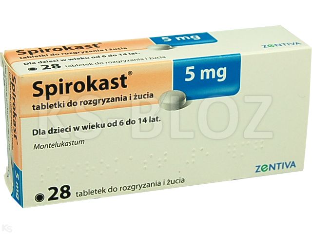 Spirokast interakcje ulotka tabletki do rozgryzania i żucia 5 mg 28 tabl. (blist.)