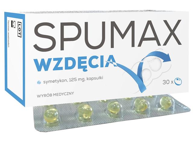 Spumax Wzdęcia interakcje ulotka kapsułki miękkie 125 mg 30 kaps. | (3 blist. po 10 kaps.)