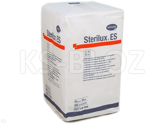 Sterilux ES Kompresy niejałowe z gazy 17 nitkowe 12 warstwowe 10 x 10 cm interakcje ulotka kompres  100 szt.