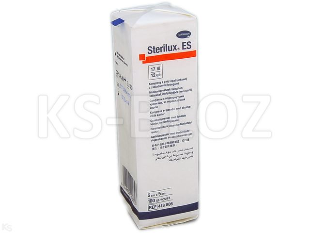 Sterilux ES Kompresy niejałowe z gazy 17 nitkowe 12 warstwowe 5 x 5 cm interakcje ulotka   100 szt.