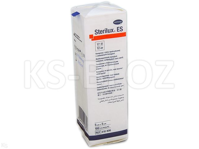 Sterilux ES Kompresy niejałowe z gazy 17 nitkowe 12 warstwowe 5 x 5 cm interakcje ulotka kompres - 100 szt.