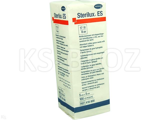 Sterilux ES Kompresy niejałowe z gazy 17 nitkowe 8 warstwowe 5 x 5 cm interakcje ulotka   100 szt.