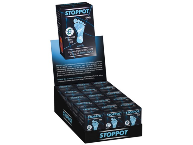 Stoppot Duo - antyperspirant d/stóp x 15 szt Display interakcje ulotka puder - 1 zest.