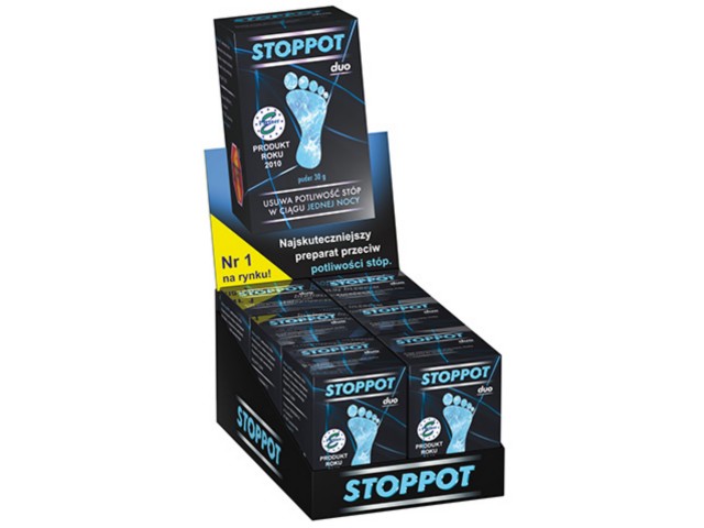 Stoppot Duo - antyperspirant d/stóp x 6 szt. Display interakcje ulotka puder - 1 zest.