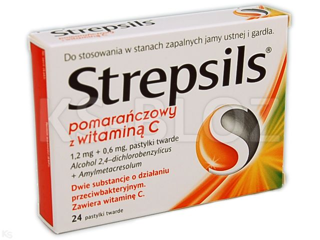 Strepsils pomarańczowy z witaminą C interakcje ulotka pastylki twarde 600mcg+1,2mg 