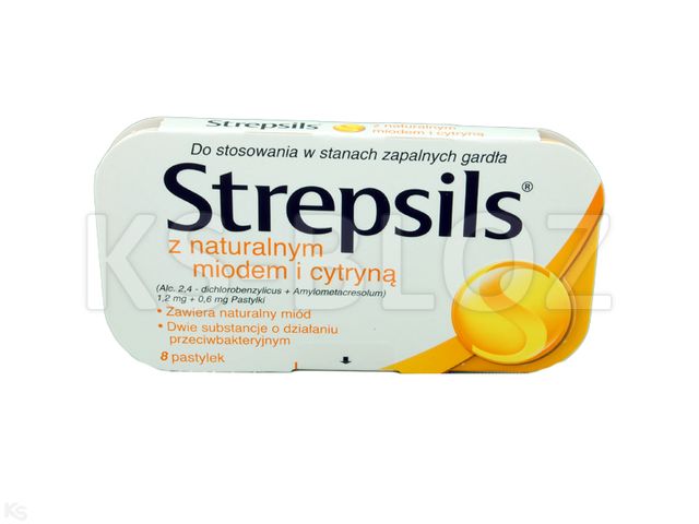 Strepsils z miodem i cytryną interakcje ulotka pastylki twarde 600mcg+1,2mg 8 pastyl.