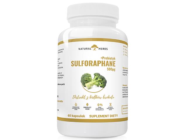 SULFORAPHANE 500mcg + PREBIOTYK Ekstrakt z kiełków brokułu interakcje ulotka kapsułki  60 kaps.