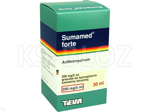 Sumamed Forte interakcje ulotka proszek do sporządzania zawiesiny doustnej 200 mg/5ml 30 ml | butelka