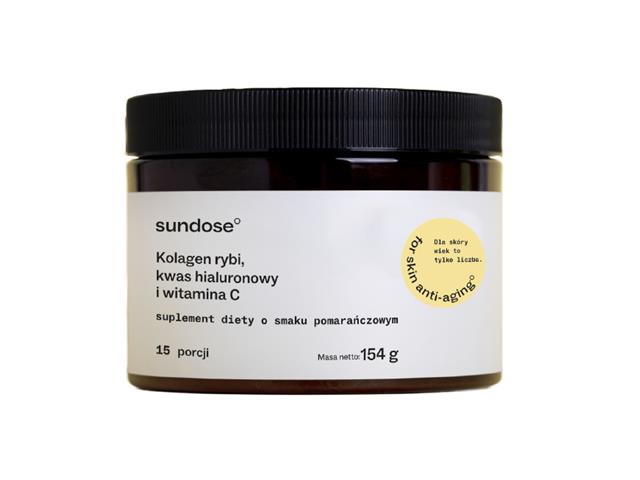 Sundose For Skin Anti-Aging Kolagen Rybi, Kwas Hialuronowy I Witamina C smak pomarańczowy interakcje ulotka proszek  154 g