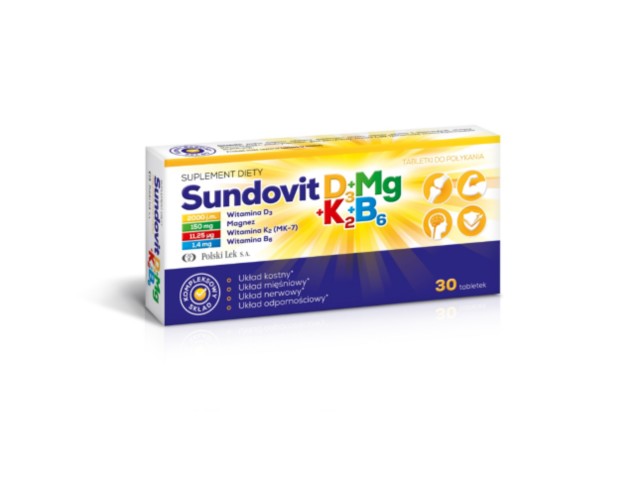 Sundovit D3 + Mg + K2 + B6 interakcje ulotka tabletki  30 tabl.