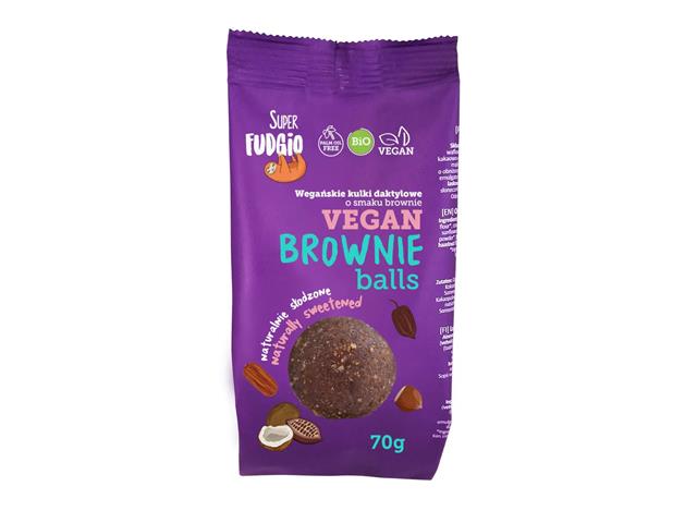 Super Fudgio Kulki wegańskie o smaku brownie daktylowe ekologiczne interakcje ulotka przekąska  70 g