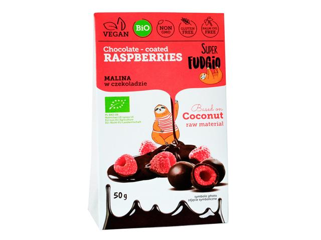 Super Fudgio Malina W Czekoladzie liofilizowana ekologiczna interakcje ulotka owoce liofilizowane  50 g