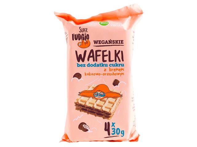 Super Fudgio Wafelki wegańskie z kremem kakaowo-orzechowym, bez dodatku cukru ekologiczne interakcje ulotka wafle - 4 szt. po 30 g