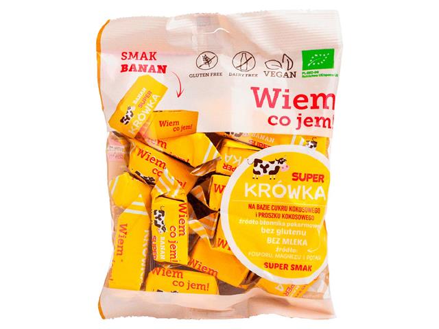 Super Krówka Krówki wegańskie bananowe na bazie cukru kokosowego i proszku kokosowego interakcje ulotka cukierki - 150 g