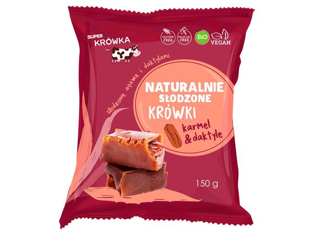 Super Krówka Krówki wegańskie karmel & daktyle słodzone agawą i daktylami interakcje ulotka cukierki - 150 g