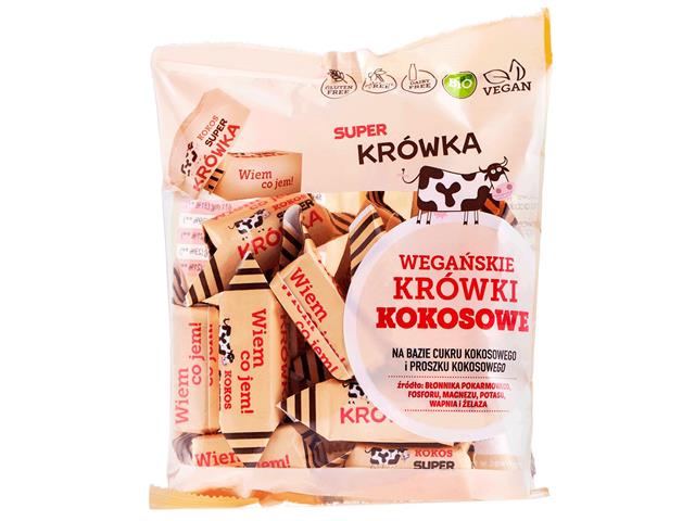 Super Krówka Krówki wegańskie kokosowe bezmleczne na bazie cukru kokosowego i proszku kokosowego interakcje ulotka cukierki - 150 g