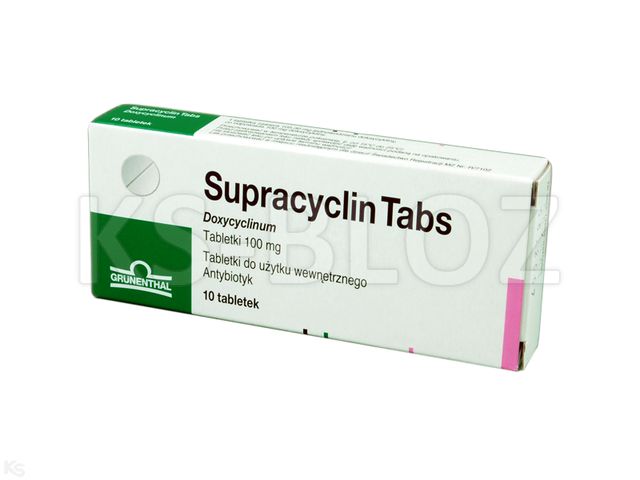 Supracyclin Tabs. interakcje ulotka tabletki 100 mg 10 tabl.