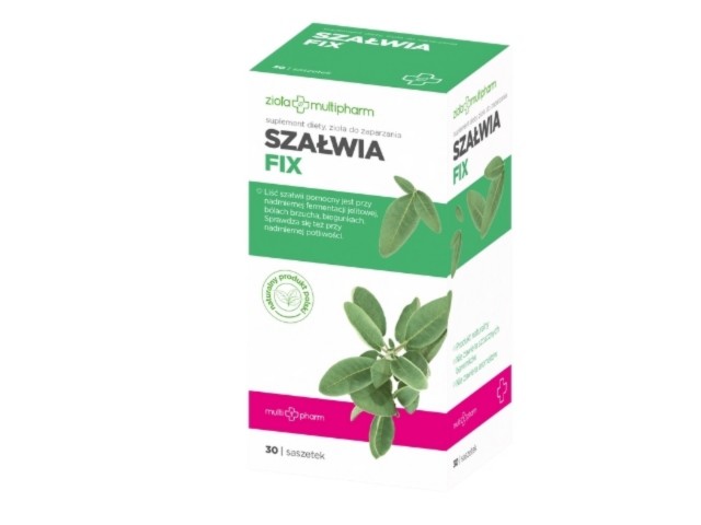 Szałwia Multipharm Fix interakcje ulotka zioła do zaparzania w saszetkach - 30 sasz.