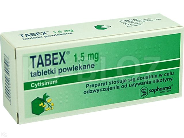 Tabex interakcje ulotka tabletki powlekane 1,5 mg 100 tabl. (5 blist. po 20 tabl.)