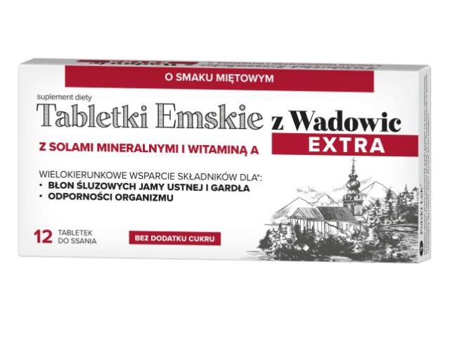 Tabletki Emskie Z Wadowic Extra o smaku miętowym z solami mineralnymi i witaminą A interakcje ulotka tabletki do ssania - 12 tabl.
