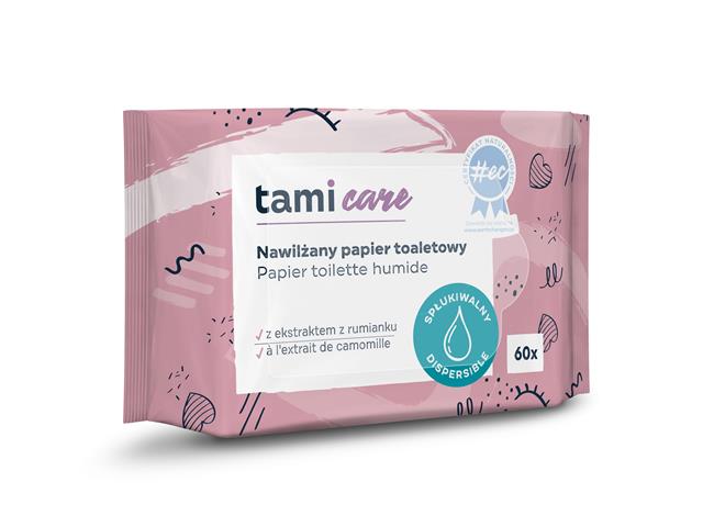 Tami Care Papier toaletowy spłukiwalny nawilżany z ekstraktem z rumianku interakcje ulotka papier - 60 szt.