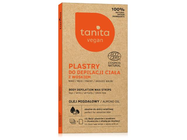 TANITA VEGAN Plastry do depilacji ciała z woskiem + chusteczka z oliwką (certyfikat ECOCERT) interakcje ulotka plaster - 12 szt.