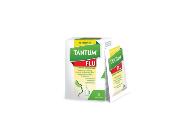 Tantum Flu smak cytrynowy interakcje ulotka proszek do sporządzania roztworu doustnego 600mg+10mg 