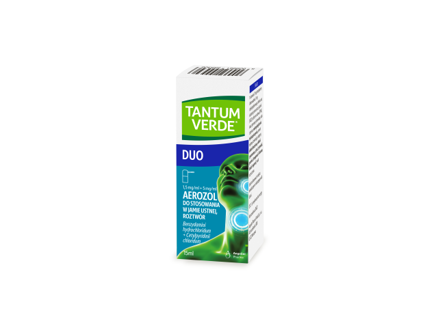 Tantum Verde Duo interakcje ulotka aerozol do stosowania w jamie ustnej, roztwór (1,5mg+5mg)/ml 15 ml