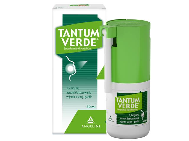 Tantum Verde interakcje ulotka aerozol do stosowania w jamie ustnej i gardle 1,5 mg/ml 30 ml | butelka