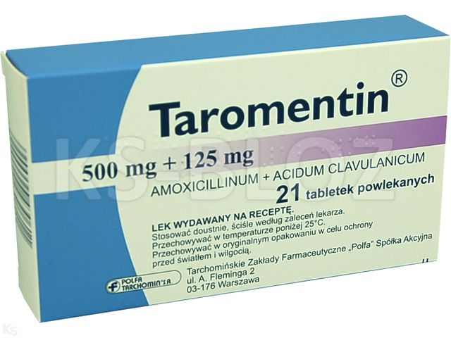 Taromentin interakcje ulotka tabletki powlekane 0,5g+0,125g 21 tabl.