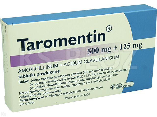Taromentin interakcje ulotka tabletki powlekane 0,5g+0,125g 14 tabl.