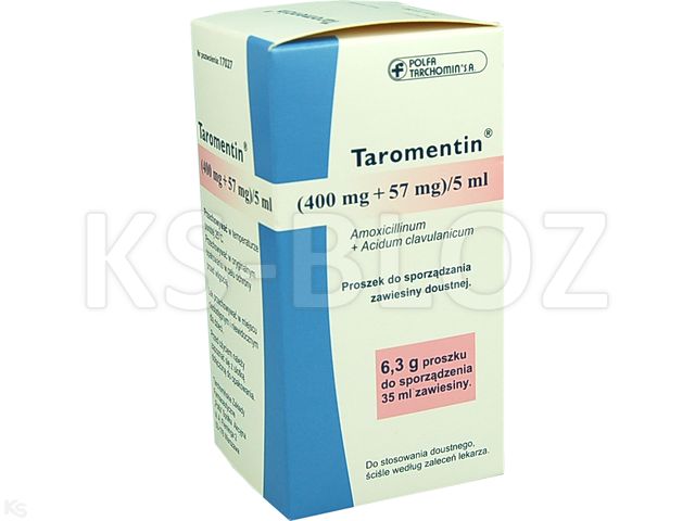Taromentin interakcje ulotka proszek do sporządzania zawiesiny doustnej (0,4g+0,057g)/5ml 35 ml