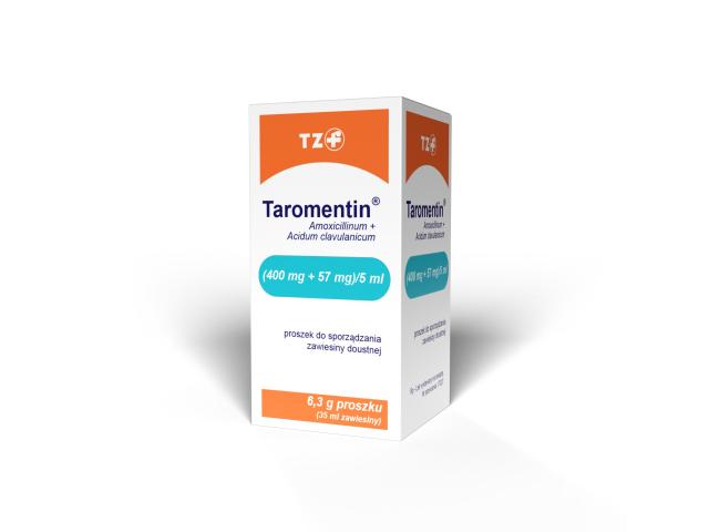 Taromentin interakcje ulotka proszek do sporządzania zawiesiny doustnej (400mg+57mg)/5ml 35 ml | 6.3 g